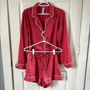 Auden Target Pink Satin Striped PJ Sleepwear Set Size Medium